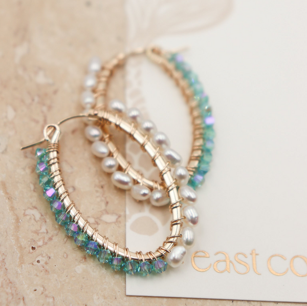 Oval Crystal Hoops