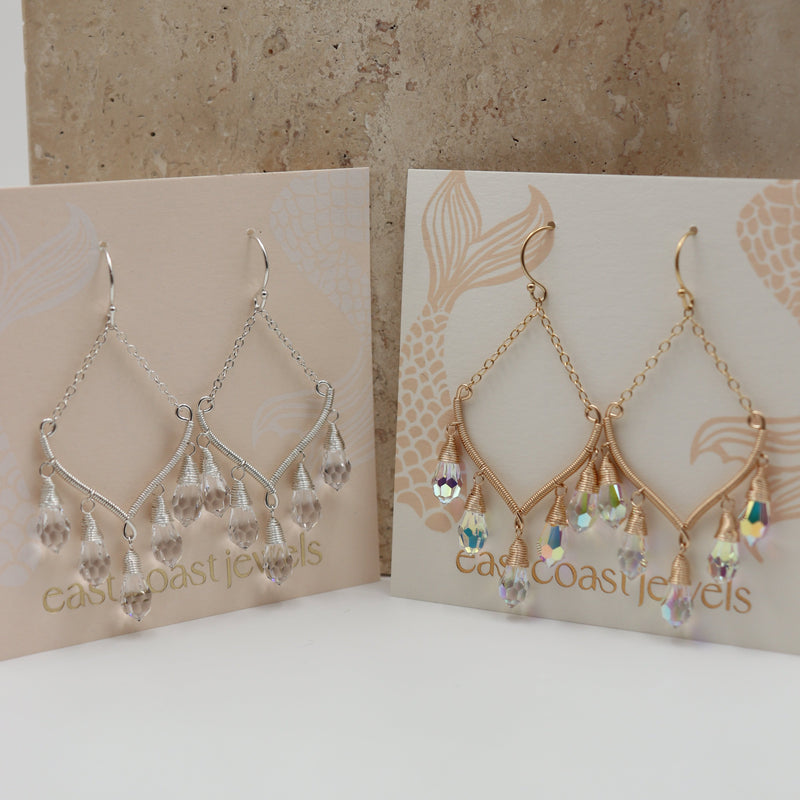 Iridescent Chandelier Earrings in Silver