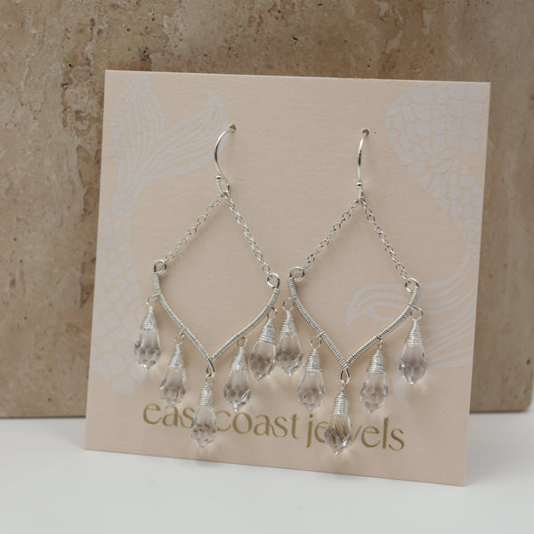 Iridescent Chandelier Earrings in Silver