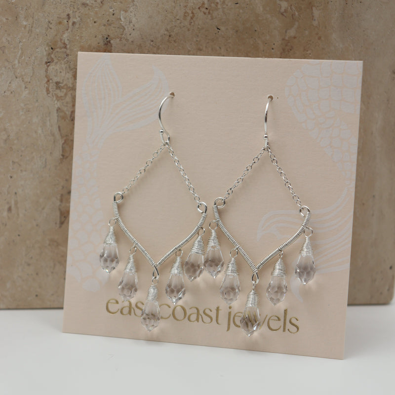 Iridescent Chandelier Earrings in Silver