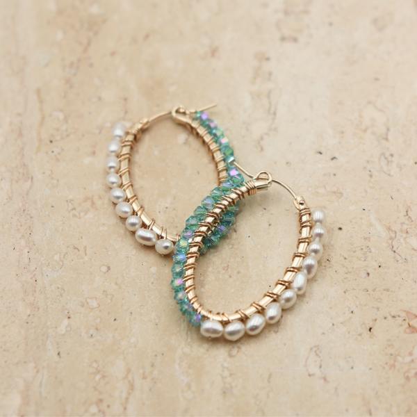 Oval Crystal Hoops