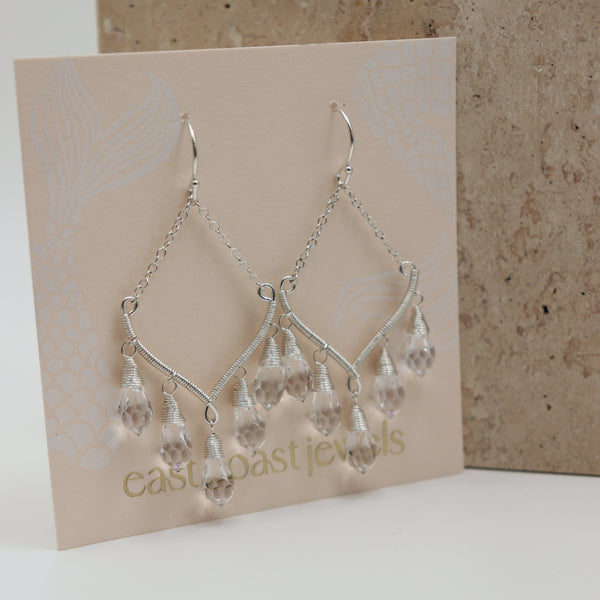 Iridescent Chandelier Earrings in Silver