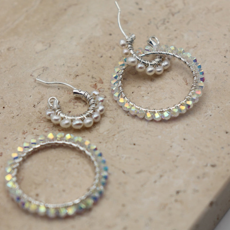 Bridal Charm Hoops in Silver