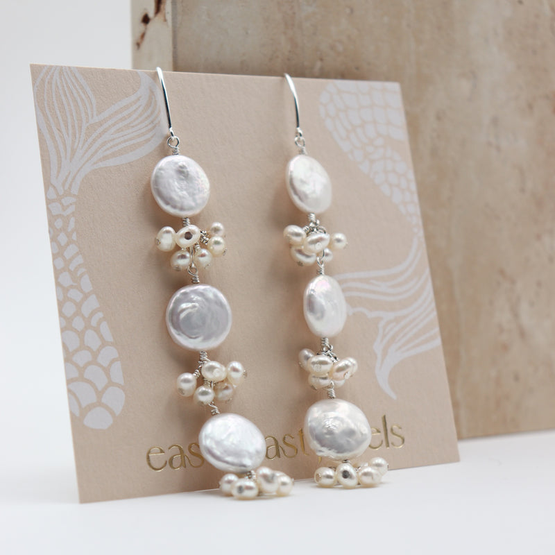 Coastal Pearl Drops in Silver