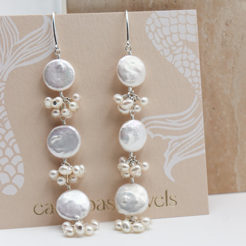 Coastal Pearl Drops in Silver