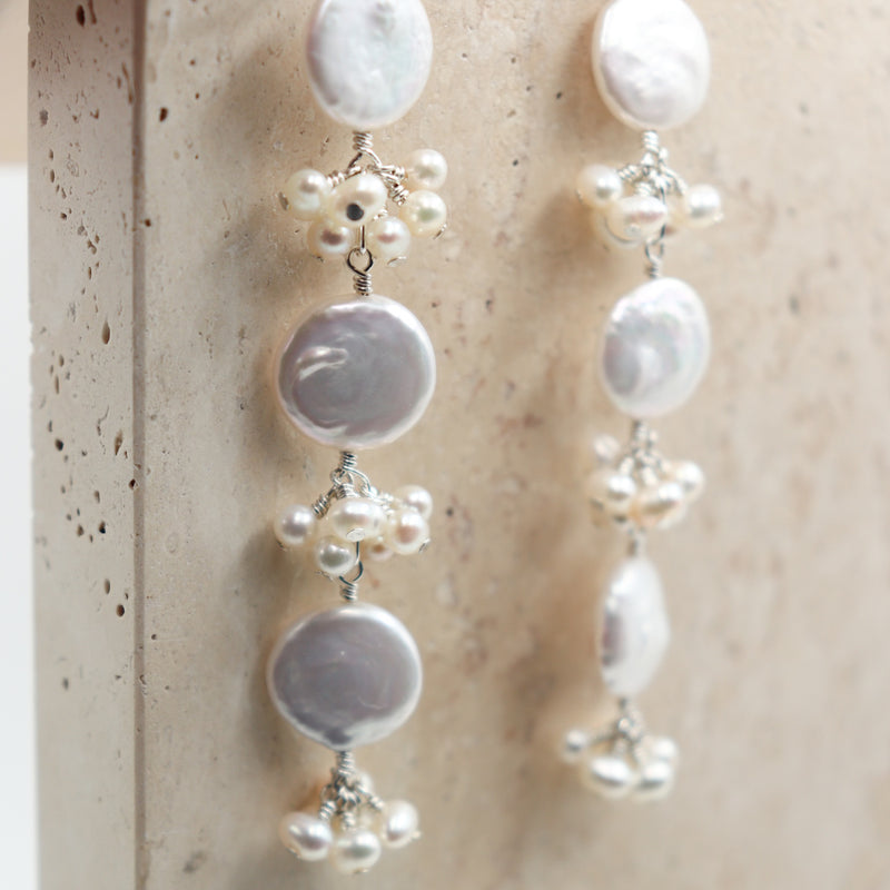 Coastal Pearl Drops in Silver