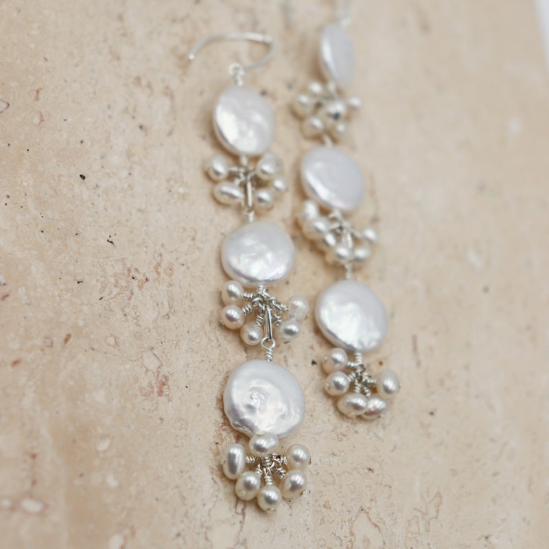 Coastal Pearl Drops in Silver