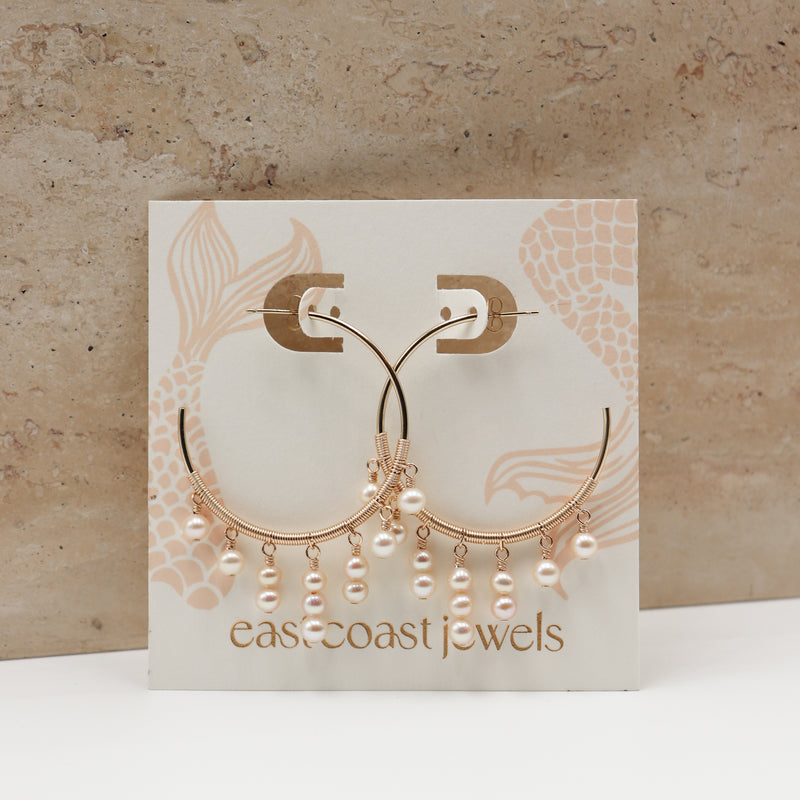 Cascade Pearl Hoops