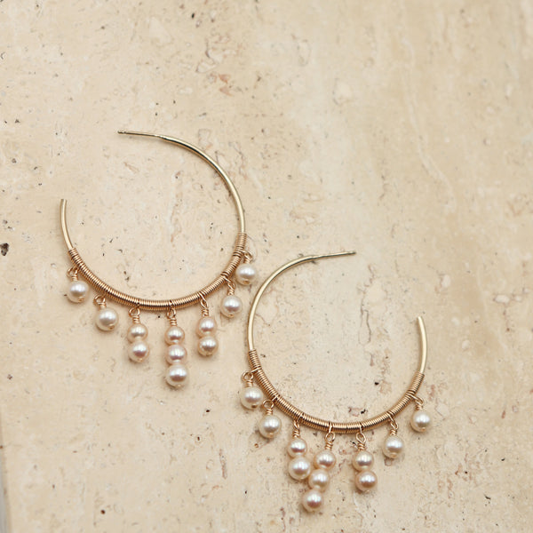 Cascade Pearl Hoops