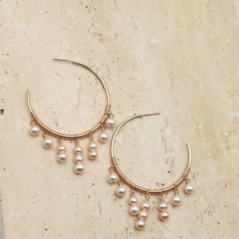 Cascade Pearl Hoops