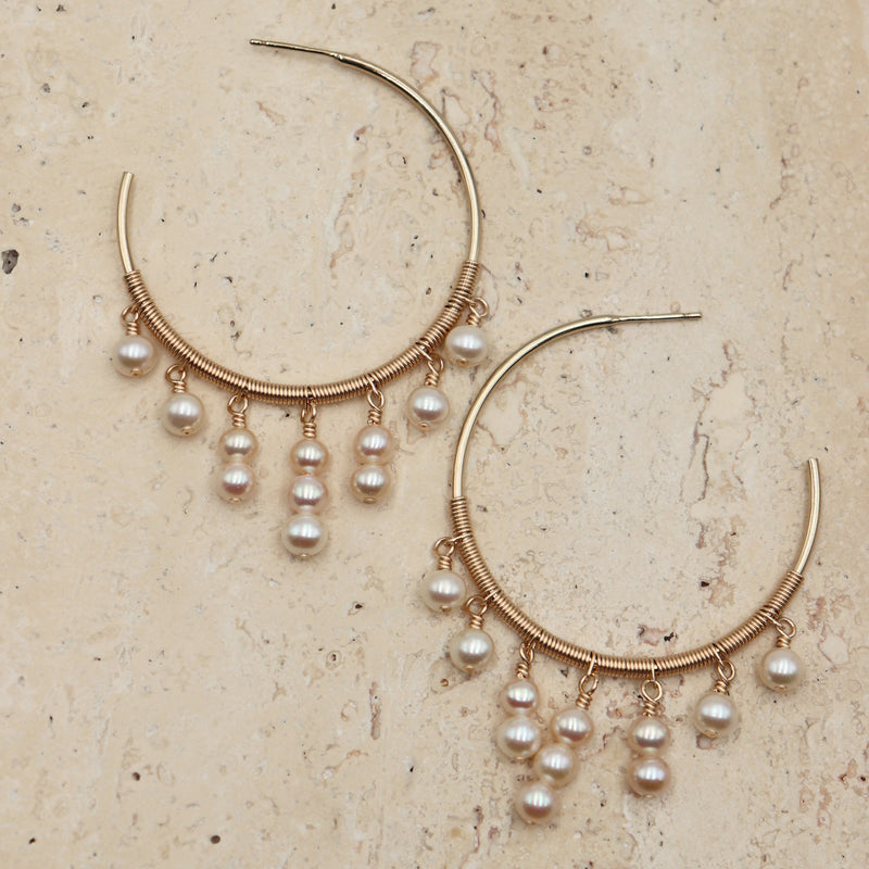 Cascade Pearl Hoops