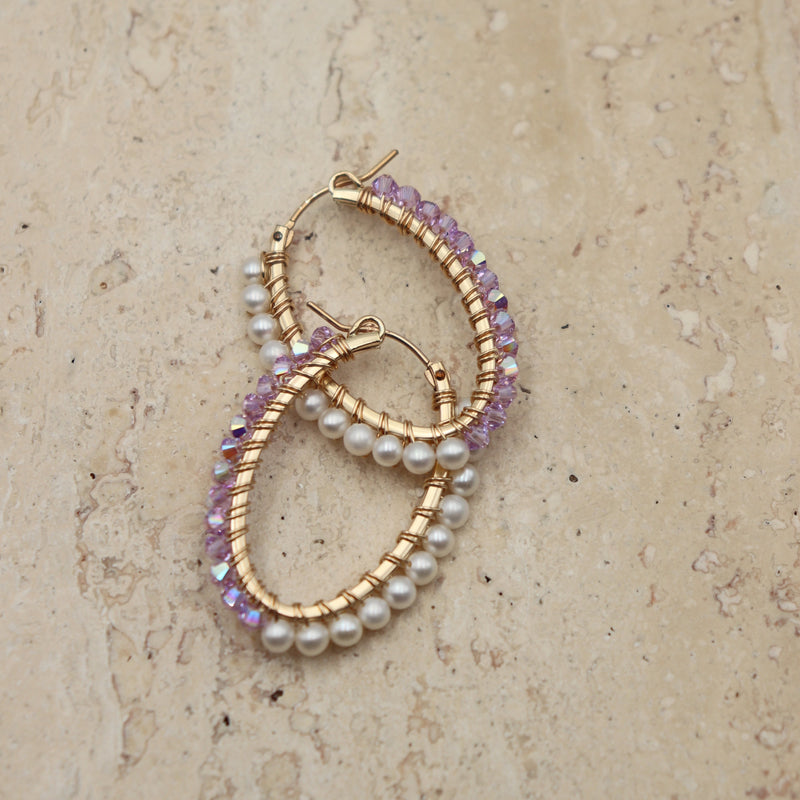 Oval Crystal Hoops