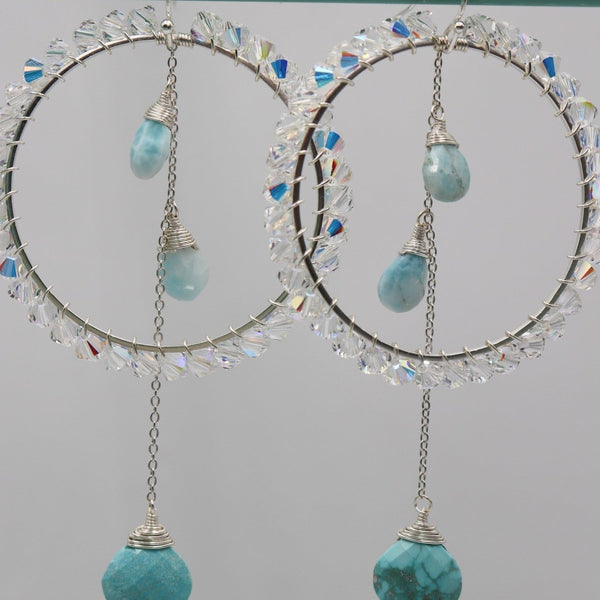 Aquamarine Hoops