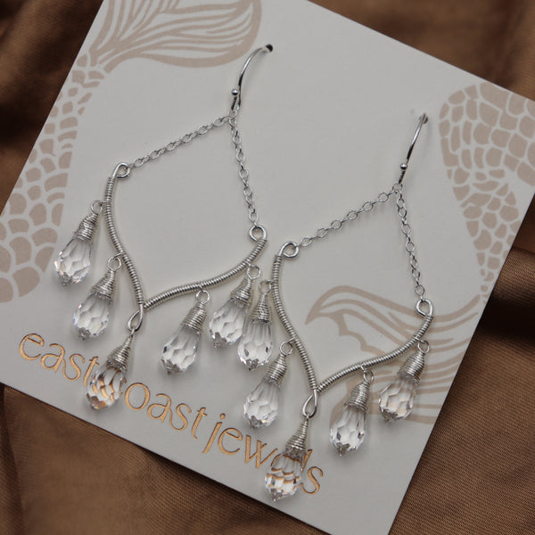 Iridescent Chandelier Earrings in Silver